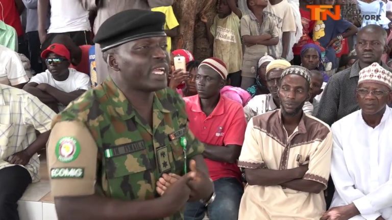 Senior members of The Gambia Armed Forces and ECOMIG Forces in Faraba negotiating for peace