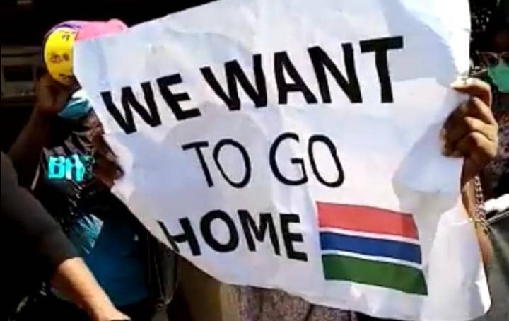 ‘We don’t need Mr Khalid’: ‘About 40’ Gambian girls in Beirut call for consul’s head as they hold protest in front Gambian consulate over their demand to return home