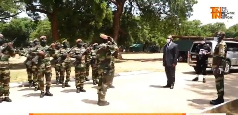 Defence minister Sheikh Omar Faye pays courtesy visit to Ecomig troops at their camp in Bakau