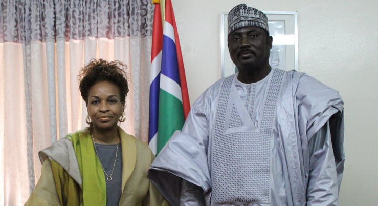 Farewell, guys! UN World Food Programme top official Wanja Kaaria in goodbye meeting with Dr Mamadou Tangara