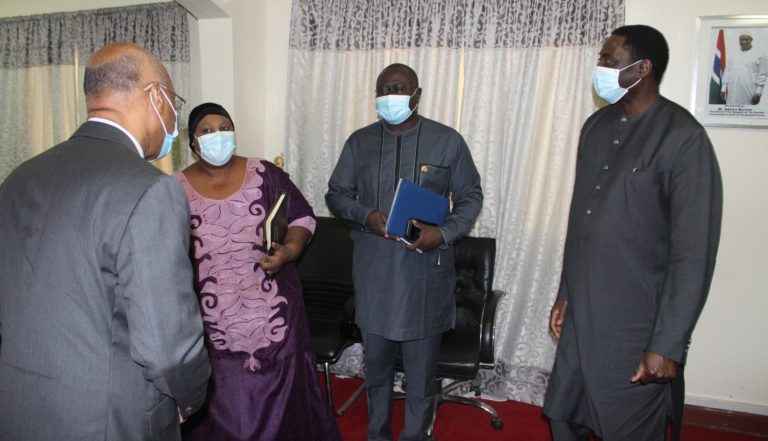 Ecowas commission president Kassi Brou jets into the country and holds talks with Dr Mamadou Tangara