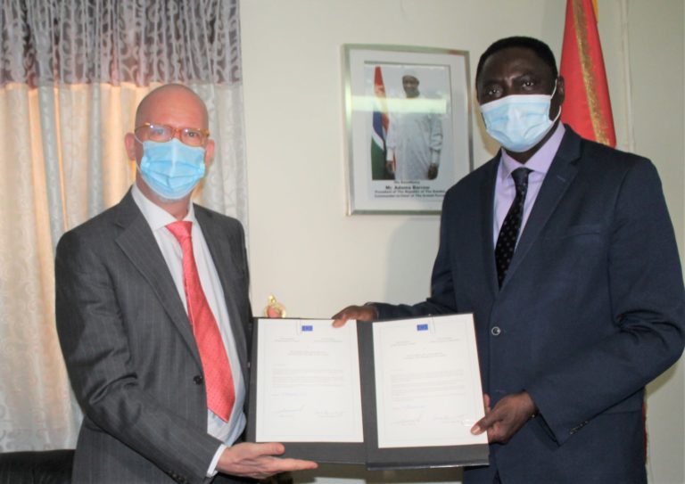 Corrado Pampaloni is new EU ambassador to Gambia, meets Dr Mamadou Tangara who assures him of ‘full’ support