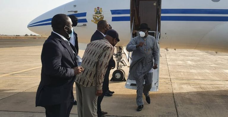 Breaking News: Goodluck Jonathan lands in Gambia as huge showdown with political leaders beckons