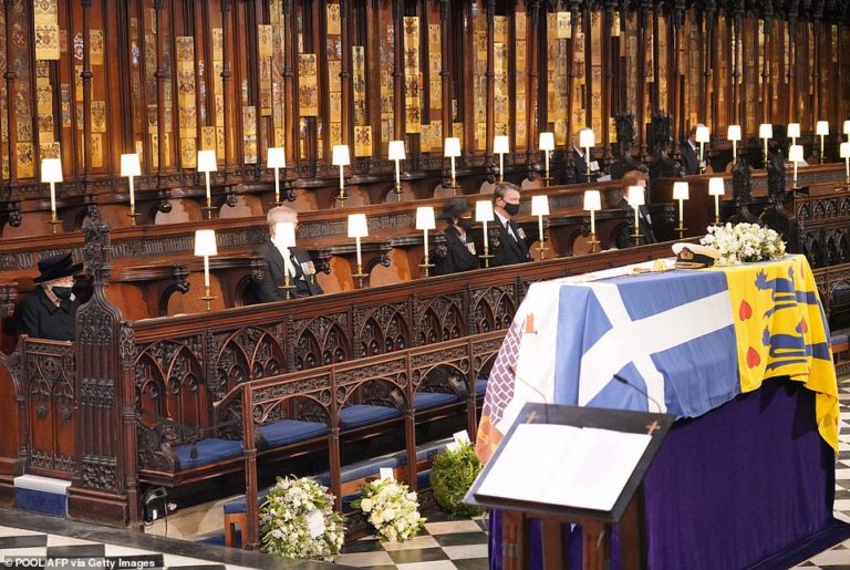 The Queen wipes away a tear as she sits alone at husband’s funeral because of Covid