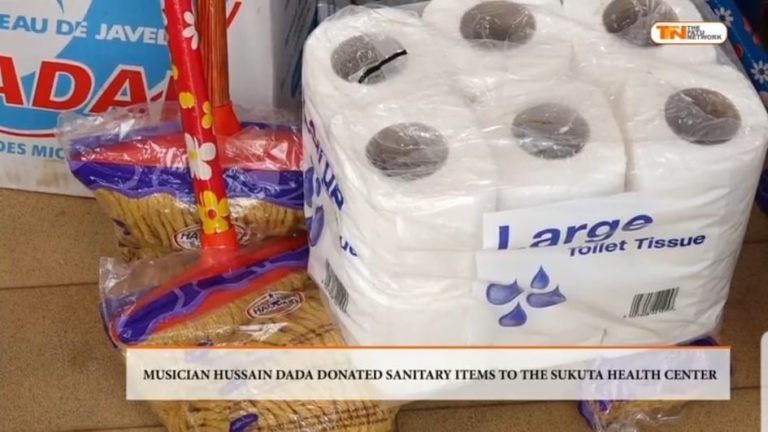 Charity begins at home! Musician Hussain Dada donates sanitary items to Sukuta health centre