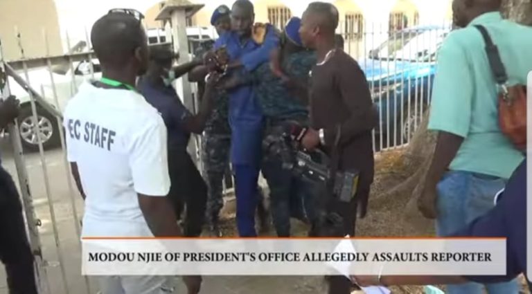 VIDEO: State House cameraman attacks Kerr Fatou reporter