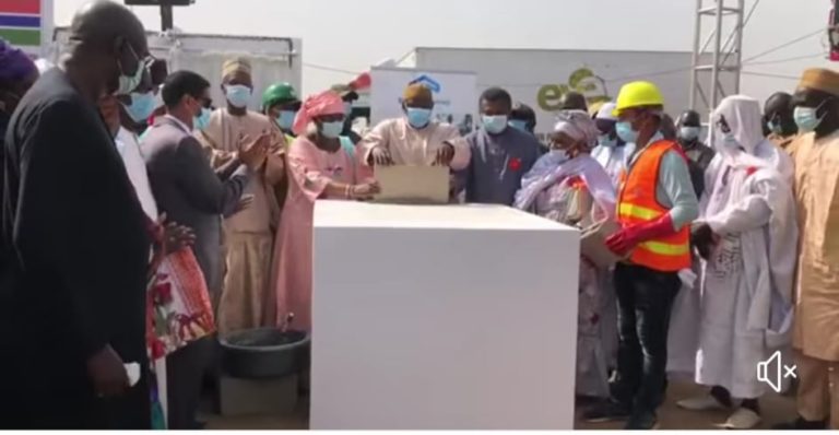 President Barrow lays foundation stone of Farato hospital