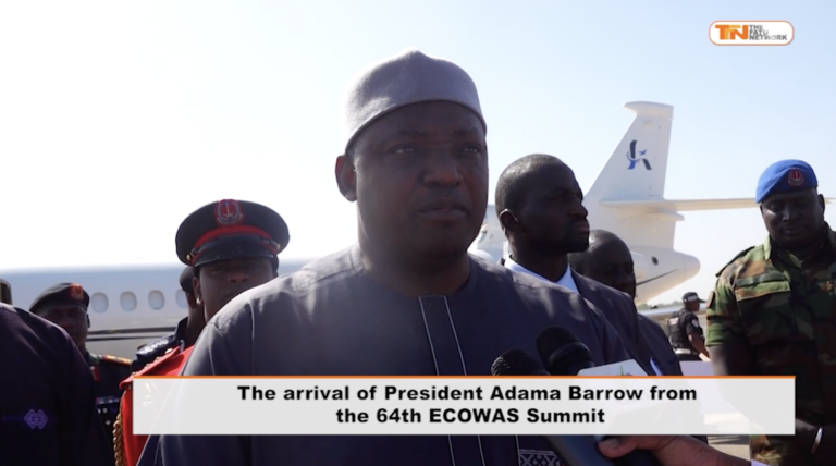 The arrival of President Adama Barrow from the 64th ECOWAS Summit